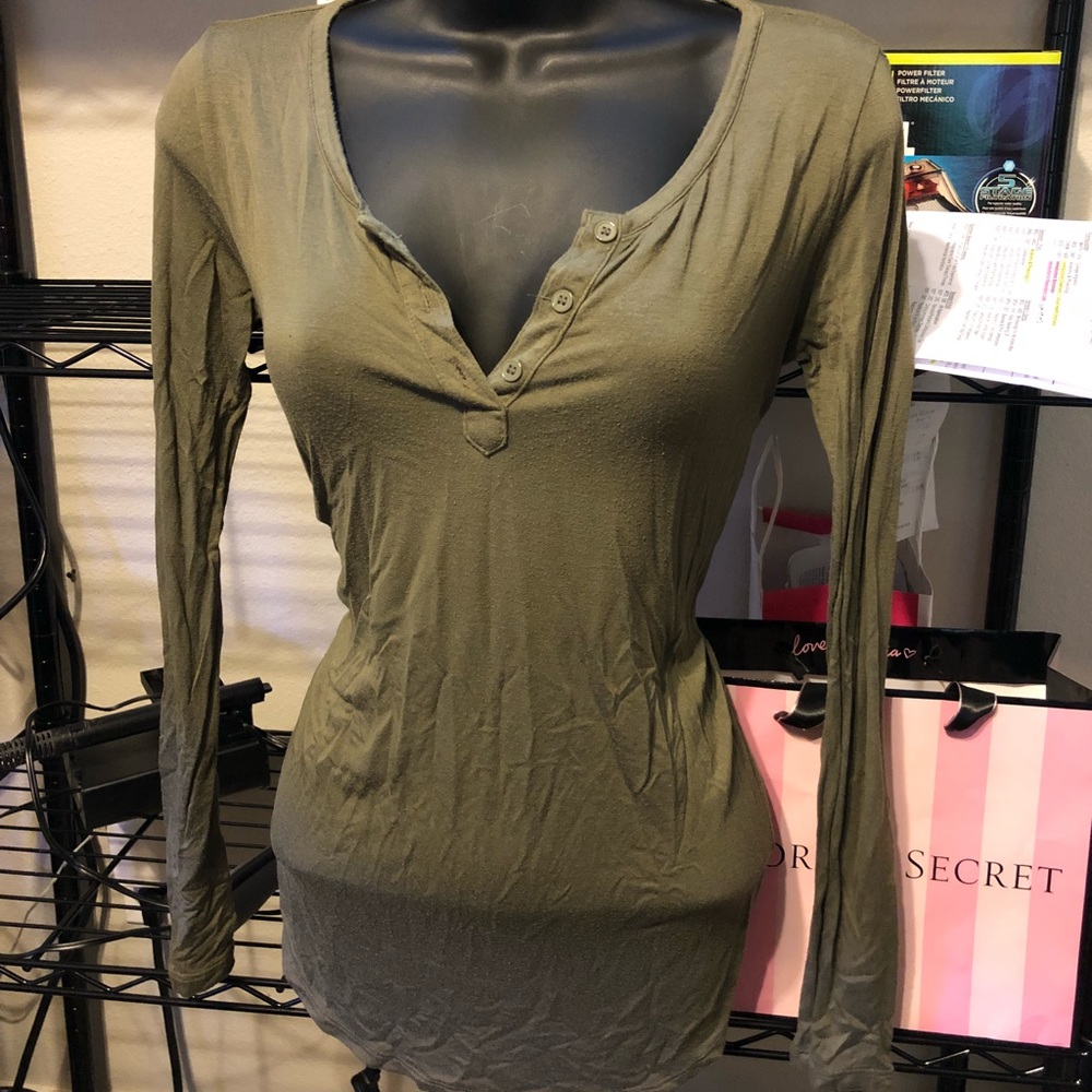 Olive green long sleeve top